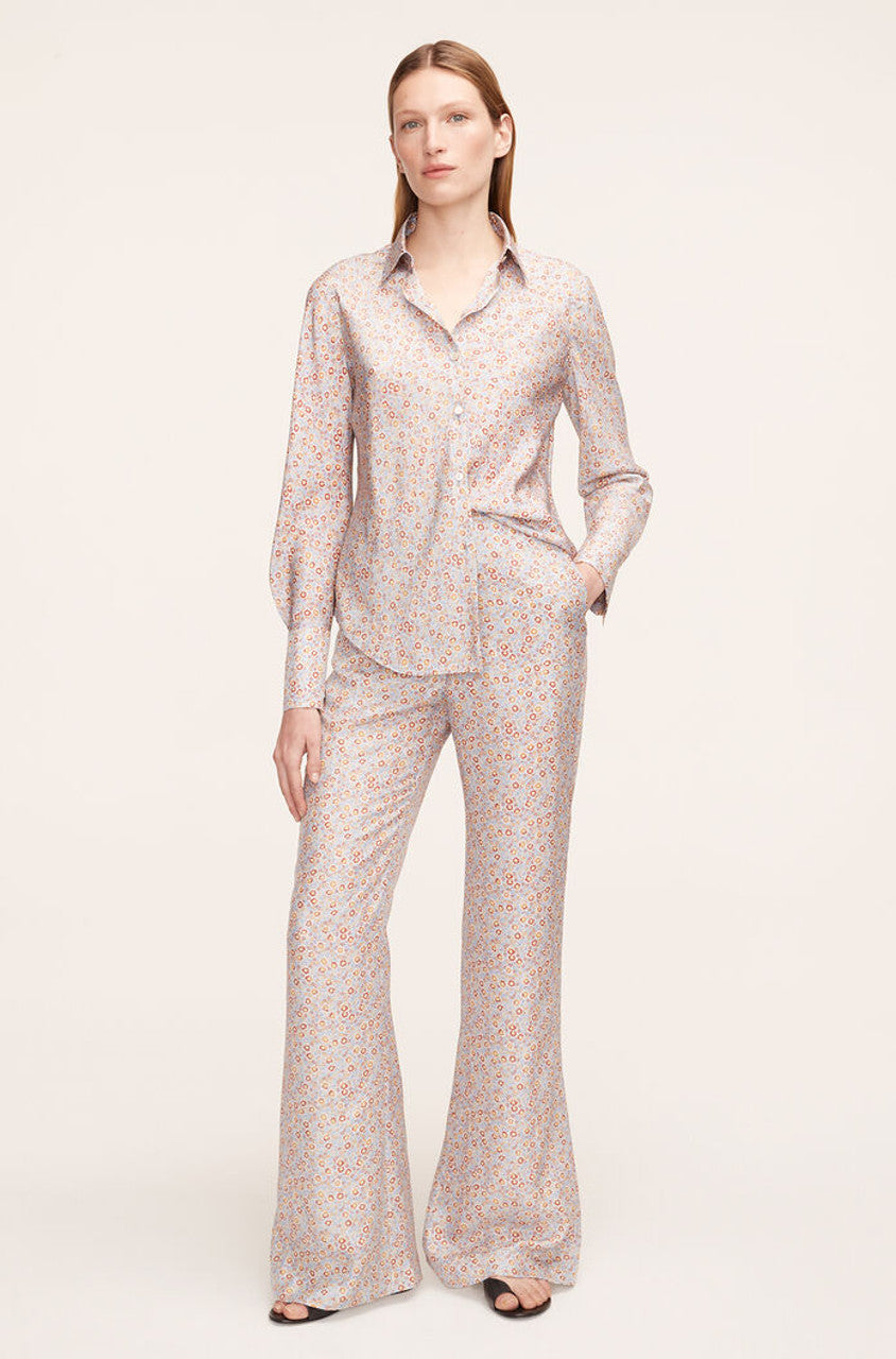 Violet Fleur Silk Pajama Pant, Violet Fleur Glass Blue Combo