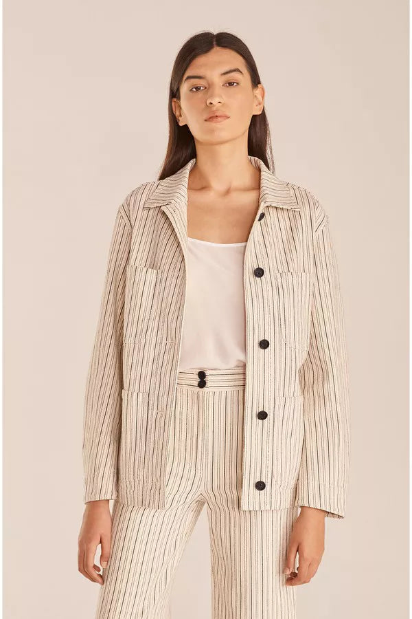 Striped Jacket, Yarn Dye Stripe Ivory Combo