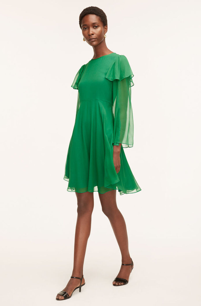 Ruffle Silk Chiffon Dress, Jade