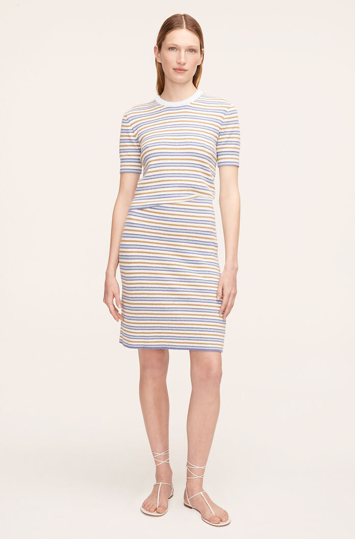 Stripe Mini Boucle Skirt, Boucle Multi Stripe Blue Combo
