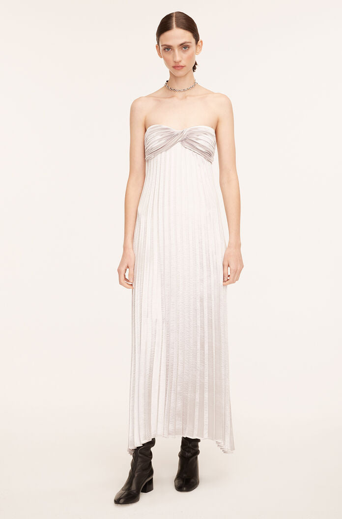 Lamé Pleated Dress, Silver