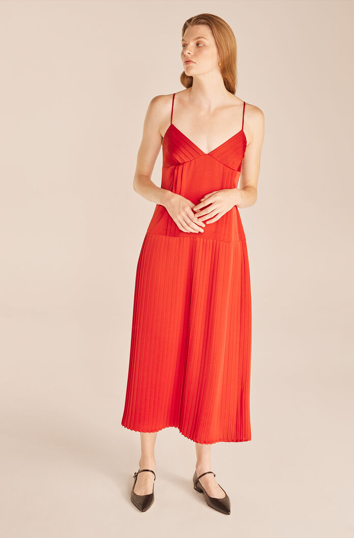 Sateen Slip Dress, Chili