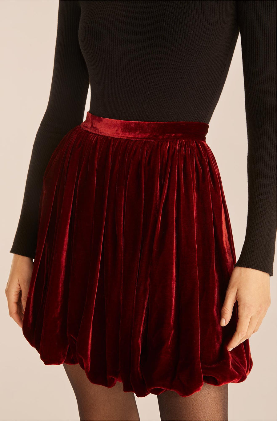 Velveteen Mini Skirt, Cranberry