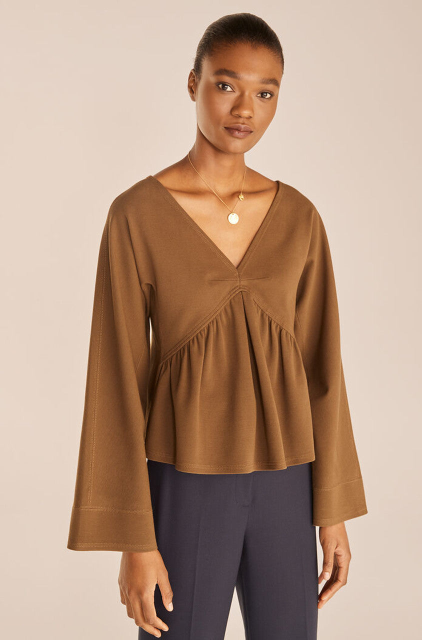 Long Sleeve Trapeze Top, Dark Olive
