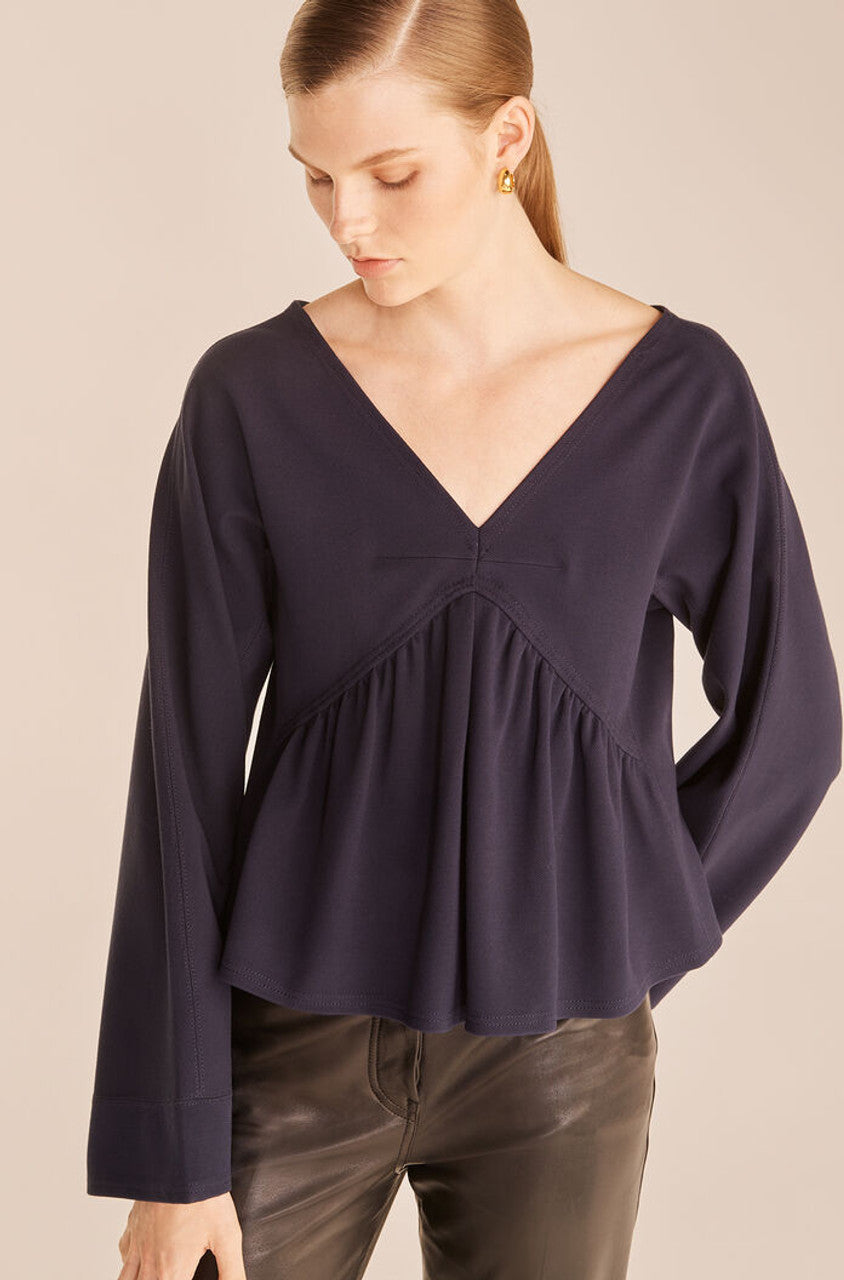 Long Sleeve Trapeze Top, Navy