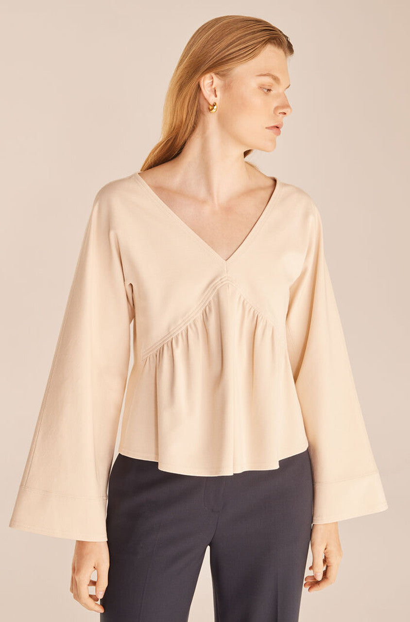 Long Sleeve Trapeze Top, Alabaster