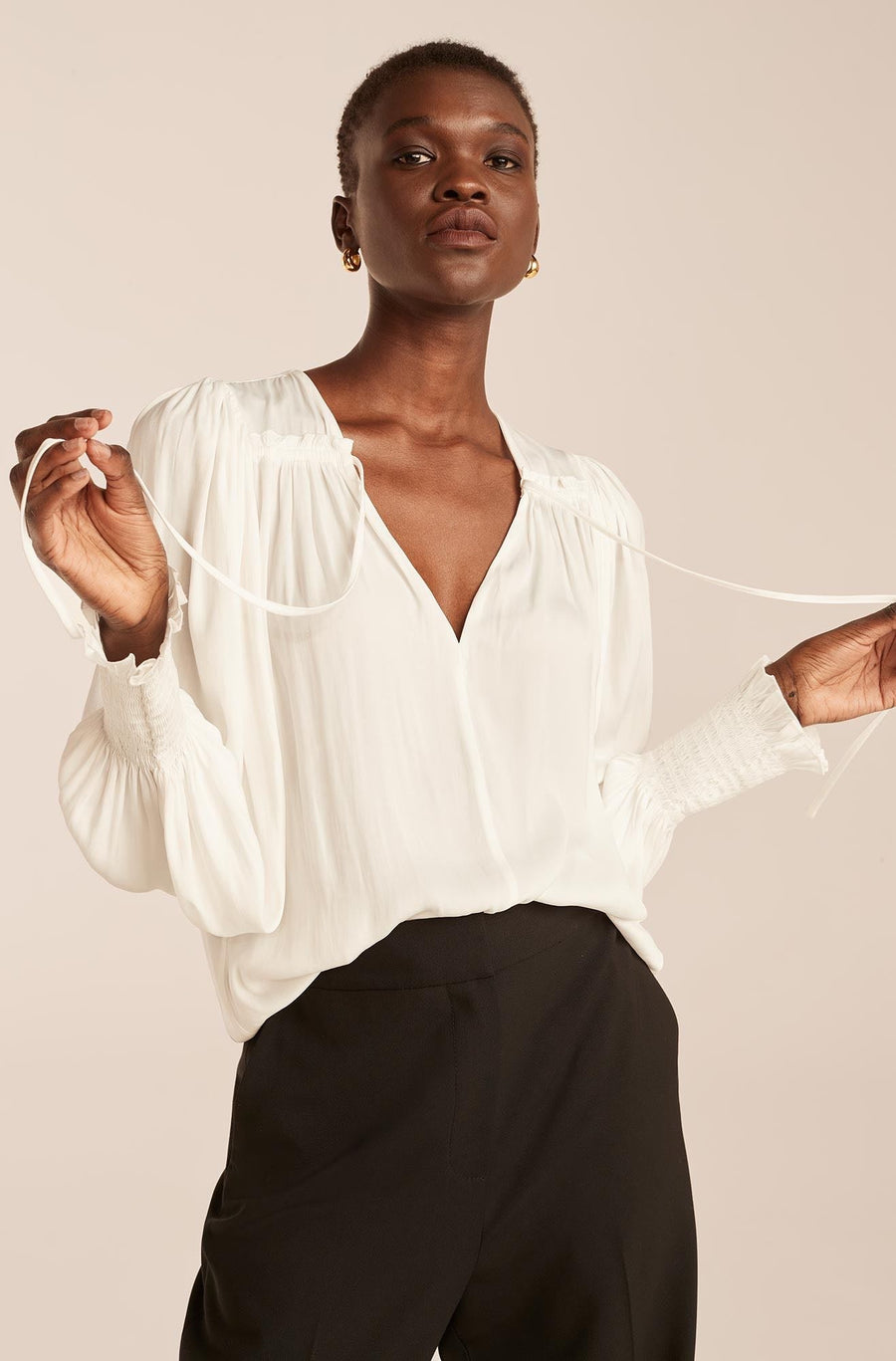 Sateen Tie Top, Milk